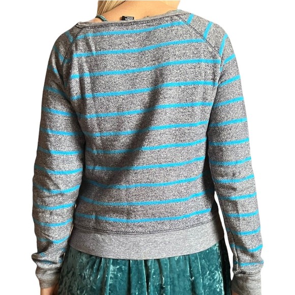 Pacsun Nollie M Blue Gray Striped Pullover Sweatshirt Sweater Women's Medium Y2K - Picture 9 of 9